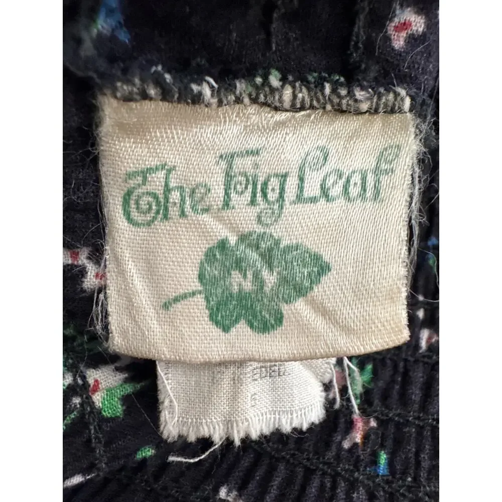 Vintage 70s The Fig Leaf Floral Smocked Cottagecore Prairie Midi Cotton Dress XS